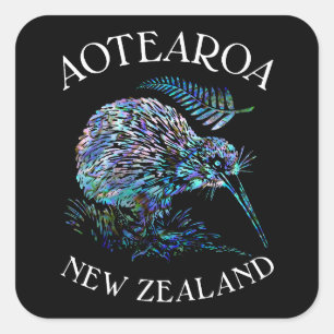 PEGATINA CUADRADA KIWI DE NUEVA ZELANDA PAUA