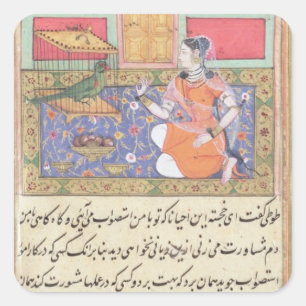 Pegatina Cuadrada Kjujista, la esposa del comerciante, hablando con