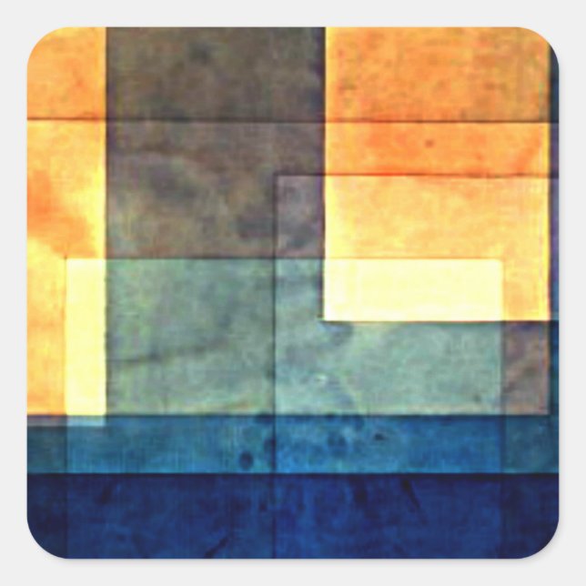 Pegatina Cuadrada Klee - Casa sobre el Agua (Anverso)
