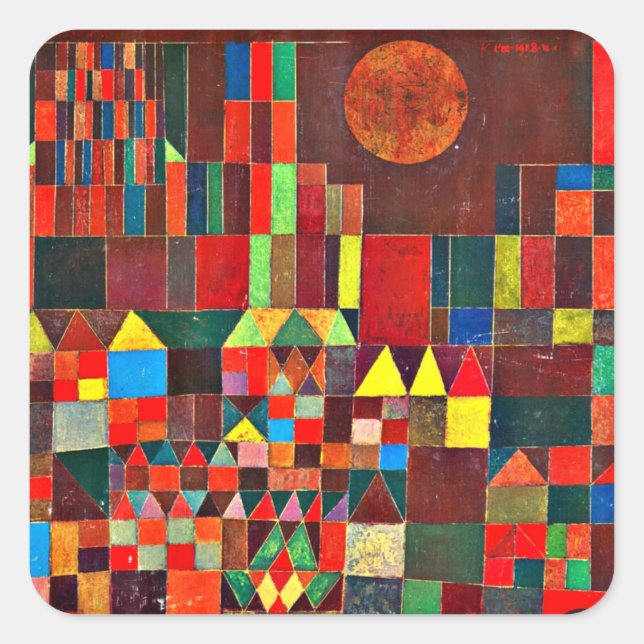 Pegatina Cuadrada Klee - Castillo y Sol (Anverso)