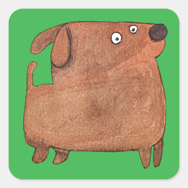 Pegatina Cuadrada Kleiner Hund (Anverso)
