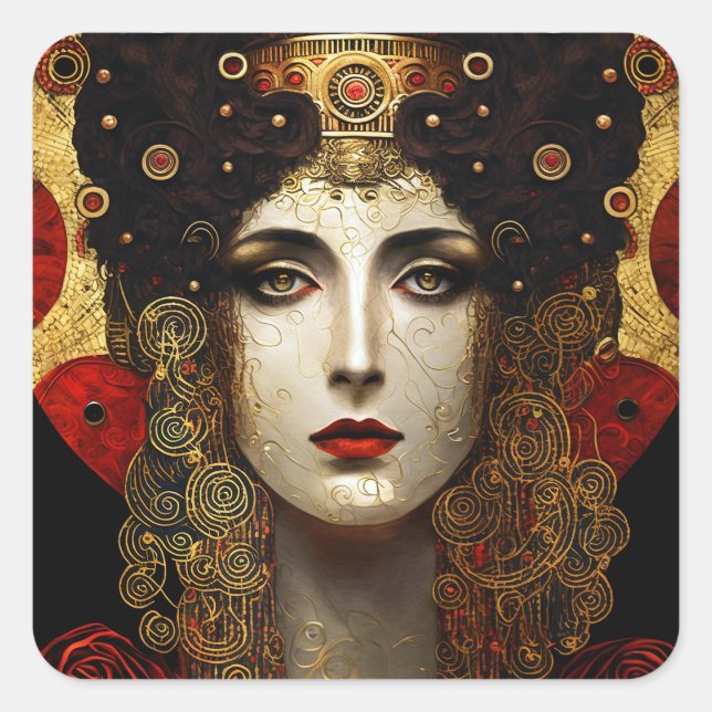 Pegatina Cuadrada Klimt inspiró a la reina diosa (Anverso)