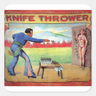 Pegatina Cuadrada Knife Thrower
