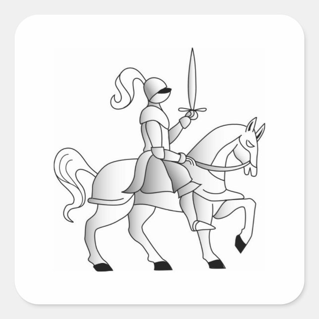 Pegatina Cuadrada Knight on Horseback (Anverso)