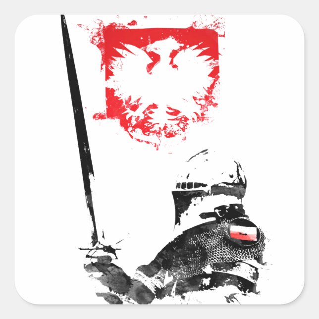 Pegatina Cuadrada Knight polaco (Anverso)