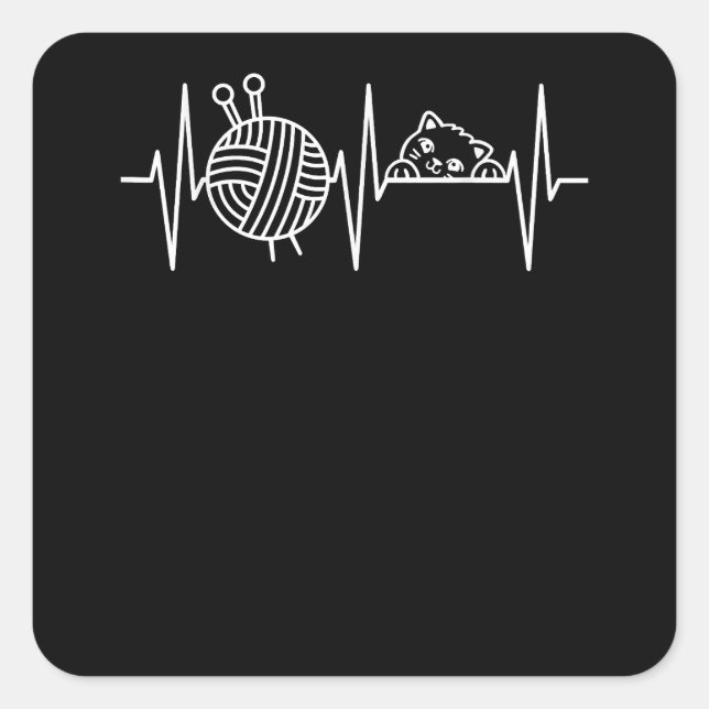 Pegatina Cuadrada Knit Crochet Knitter Regalo de crocheting oveja Kn (Anverso)