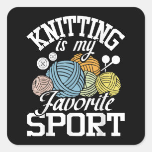 Pegatina Cuadrada Knit Happens  Funny Knitting Shirt Knitters Pride