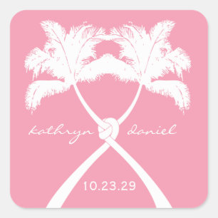 Pegatina Cuadrada Knot Palm Trees Beach Boda tropical Moda moderna