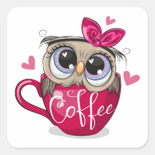 Pegatina Cuadrada Knot se sienta en una taza de café