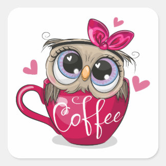 Pegatina Cuadrada Knot se sienta en una taza de café