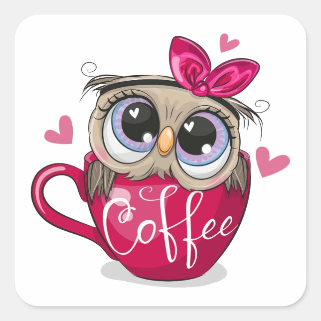 Pegatina Cuadrada Knot se sienta en una taza de café (Anverso)