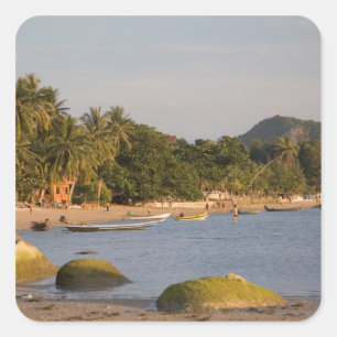 Pegatina Cuadrada Ko Phangan, Tailandia. Fuera de la isla ajetreada
