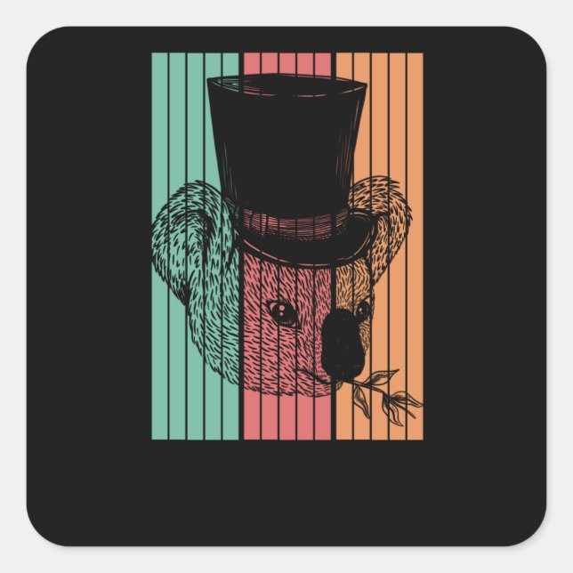 Pegatina Cuadrada Koala Bear Retro (Anverso)