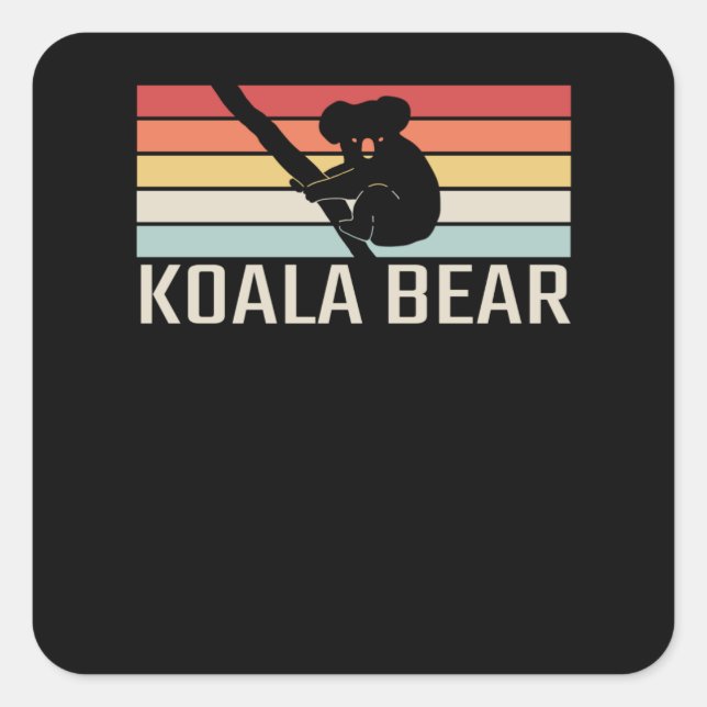 Pegatina Cuadrada Koala Bear Retro (Anverso)