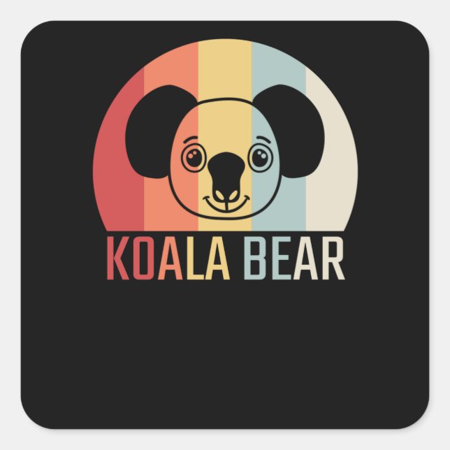 Pegatina Cuadrada Koala Bear Retro (Anverso)