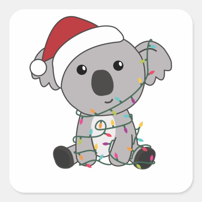 Pegatina Cuadrada Koala Christmas Snow Winter Animals Koalas (Anverso)