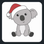 Pegatina Cuadrada Koala Christmas Snow Winter Animals Koalas<br><div class="desc">The Koala for Christmas with fairy lights. Funny animals with gifts and snow to the holidays. Also funny for Christmas in July. Koalas are sweet animals and perfect for Christmas.</div>