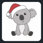 Pegatina Cuadrada Koala Christmas Snow Winter Animals Koalas<br><div class="desc">The Koala for Christmas with fairy lights. Funny animals with gifts and snow to the holidays. Also funny for Christmas in July. Koalas are sweet animals and perfect for Christmas.</div>