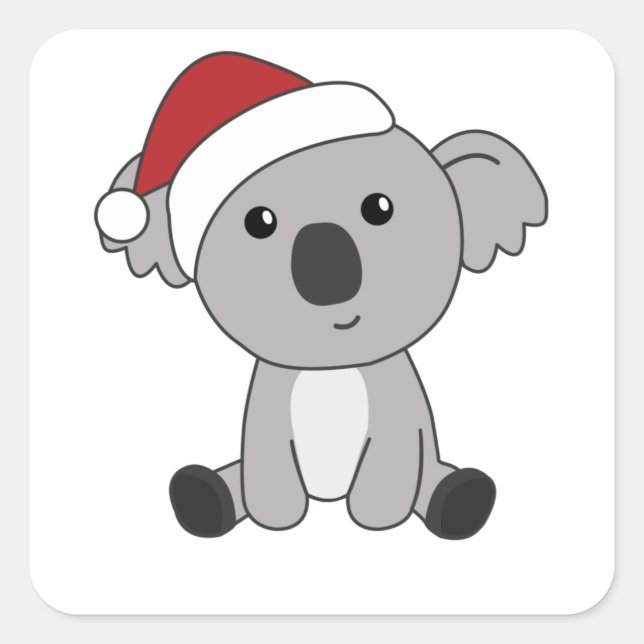 Pegatina Cuadrada Koala Christmas Snow Winter Animals Koalas (Anverso)