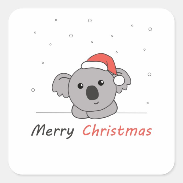 Pegatina Cuadrada Koala Christmas Snow Winter Animals Koalas (Anverso)