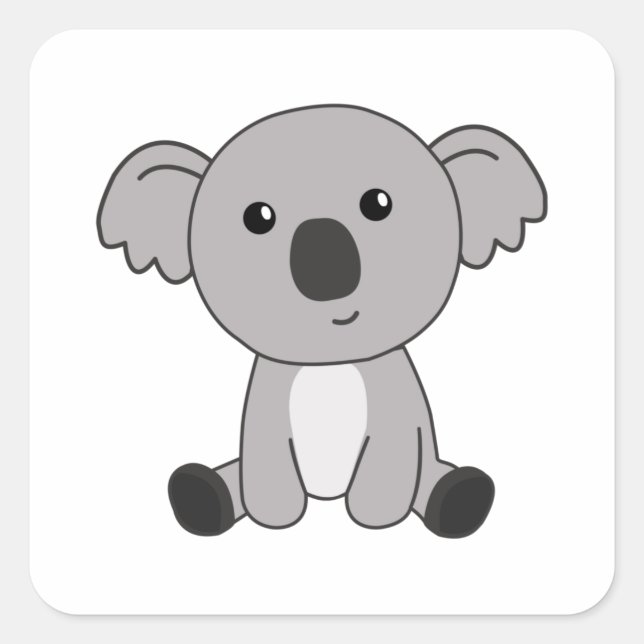 Pegatina Cuadrada Koala Cute Animales Para Los Niños Cutan Pequeños  (Anverso)