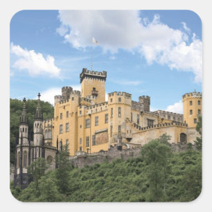 Pegatina Cuadrada Koblenz, Alemania, castillo de Stolzenfels, Schlos