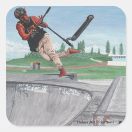 Pegatina Cuadrada Kobold Scooter Tricks, Pegatinas fantasmas de Art 