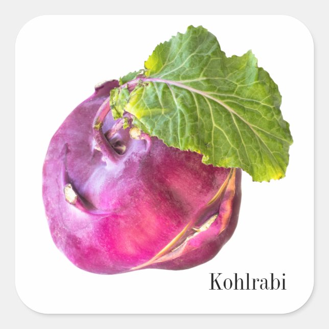 Pegatina Cuadrada Kohlrabi (Anverso)