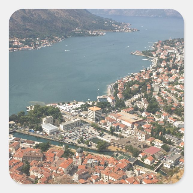 Pegatina Cuadrada Kotor, Montenegro (Anverso)