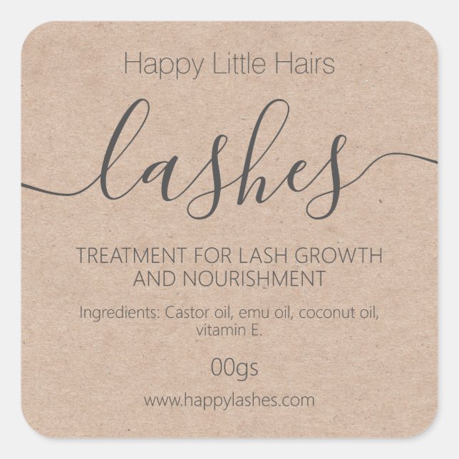 Pegatina Cuadrada Kraft Eyelash Eyelash Eyebrow Thickener Tratamient (Anverso)