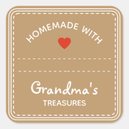 Pegatina Cuadrada Kraft Paper Brown Jar Labels Blank Textbox Heart