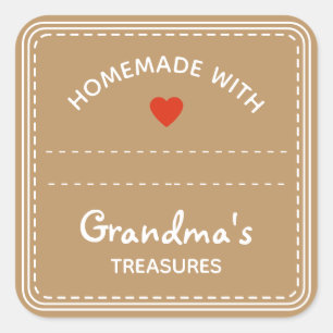 Pegatina Cuadrada Kraft Paper Brown Jar Labels Blank Textbox Heart