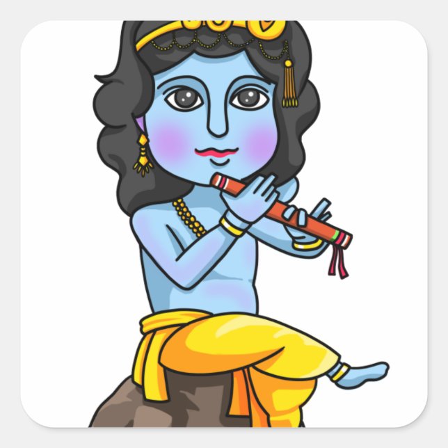 Pegatina Cuadrada Krishna (Anverso)