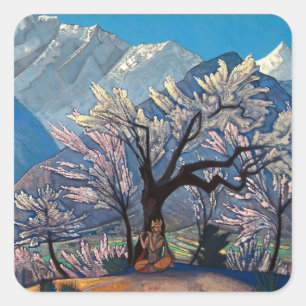 Pegatina Cuadrada “Krishna - Primavera en Kulu” de Nicholas Roerich