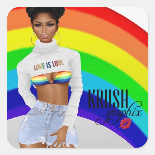 Pegatina Cuadrada Krush Graphix LoveIsLove Pegatinas 00 (Anverso)
