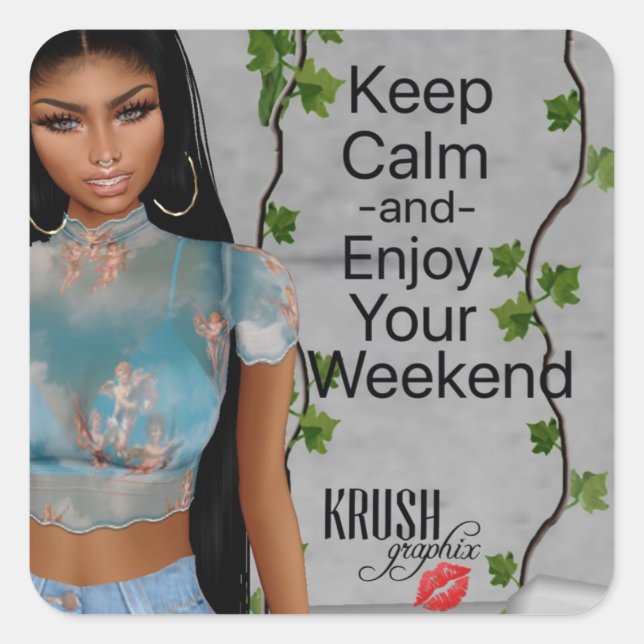 Pegatina Cuadrada Krush Graphix por Pegatinas de noticias Ahsek 25 (Anverso)