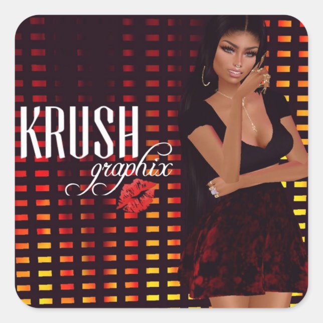 Pegatina Cuadrada Krush Graphix por Pegatinas de noticias Ahsek 36 (Anverso)