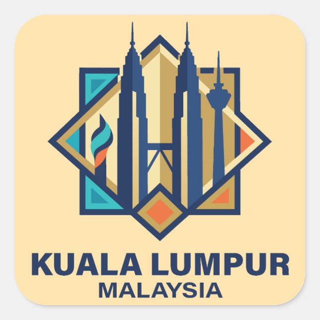 Pegatina Cuadrada Kuala Lumpur Malaysia Southeast Asia (Anverso)