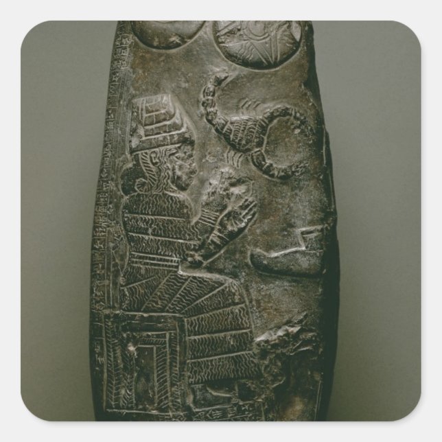 Pegatina Cuadrada Kudurru de Nazimaruttash, Rey de Babilonia, c.1328 (Anverso)