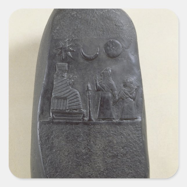 Pegatina Cuadrada Kudurru de rey Melishikhu II (Anverso)