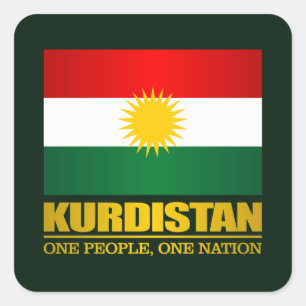 Pegatina Cuadrada Kurdistán (Un pueblo, Una nación)
