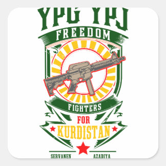 Pegatina Cuadrada KURDISTAN - YPG - Guerrero de la Libertad del YPJ