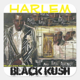 PEGATINA CUADRADA KUSH NEGRO DE HARLEM