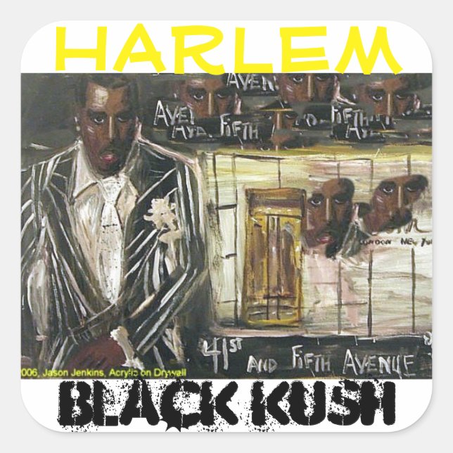 PEGATINA CUADRADA KUSH NEGRO DE HARLEM (Anverso)