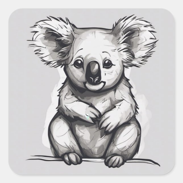 Pegatina Cuadrada Kute Koala (Anverso)