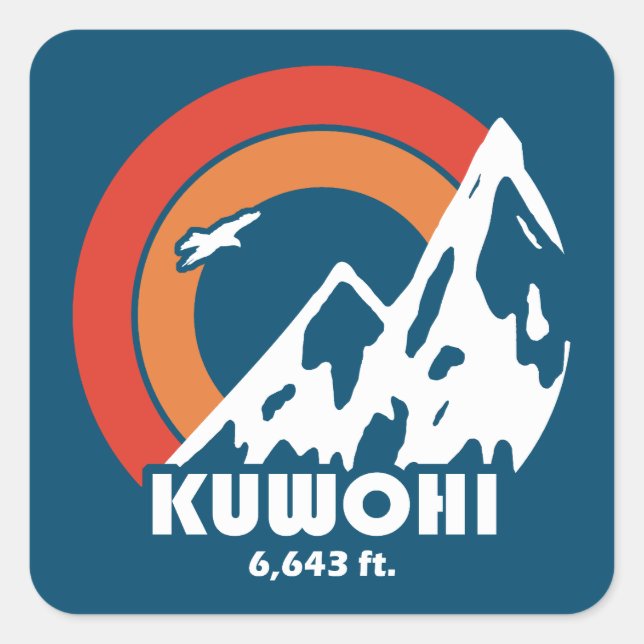 Pegatina Cuadrada Kuwohi Carolina del Norte Tennessee Sun Eagle (Anverso)