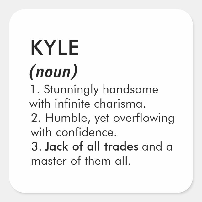 Pegatina Cuadrada Kyle name, Editable name, Custom name (Anverso)