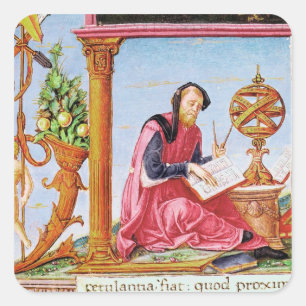 Pegatina Cuadrada 'L' inicial historiada que representa a Pliny el