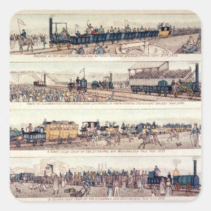 Pegatina Cuadrada La abertura de Stockton y de Darlington