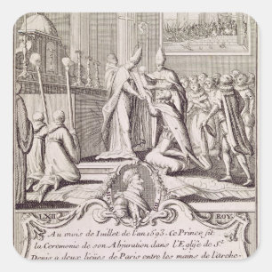 Pegatina Cuadrada La abjuración de Enrique IV